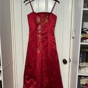 Scott McClintock Strapless Red Dress with Floral Detail